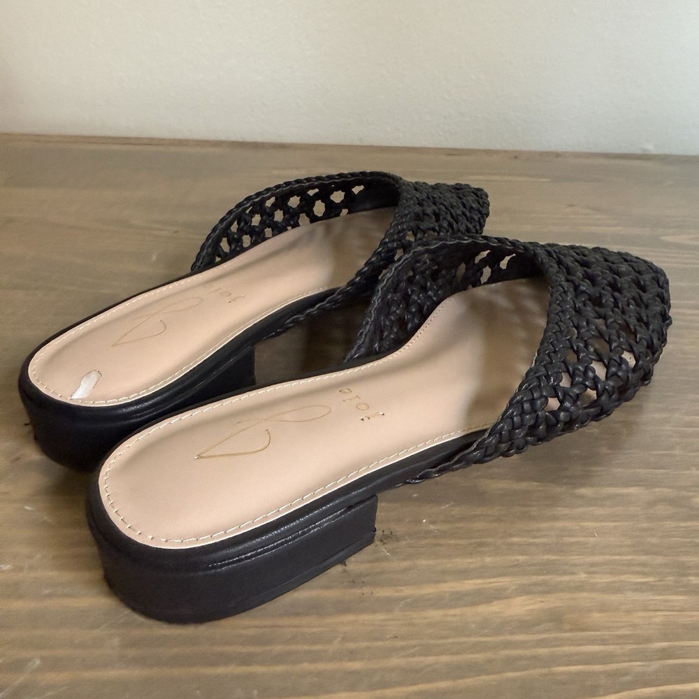 Joie Womens 7.5M Black Faux Leather Behold Slip On Pointy Toe‎ Mules Flats Shoes - Picture 4 of 8